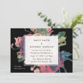 Antiek Rozen  uitnodiging voor een zwarte bruiloft (Staand voorkant)