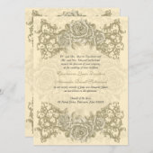 Antiek Rozen van Cream Wedding Kaart (Voorkant / Achterkant)