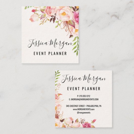 Antiek Rozen vierkante Visitekaartjes (Voorkant / Achterkant)