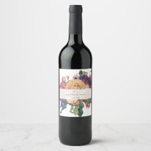 Antiek Rozen Vintage Boho Wedding Wijn Etiket