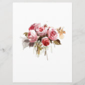 Antiek Rozen Waterverf Roze Bruiloft Programmakaart (Achterkant)