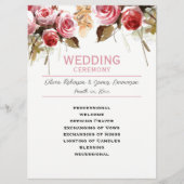 Antiek Rozen Waterverf Roze Bruiloft Programmakaart (Voorkant)