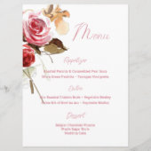 Antiek Rozen Waterverf Roze Bruiloft Receptie Menu (Achterkant)