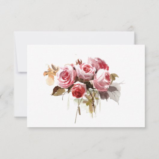Antiek Rozen Waterverf Roze Bruiloft RSVP Kaartje (Achterkant)