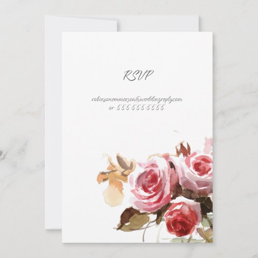 Antiek Rozen Waterverf Zacht Roze Bruiloft Kaart (Achterkant)