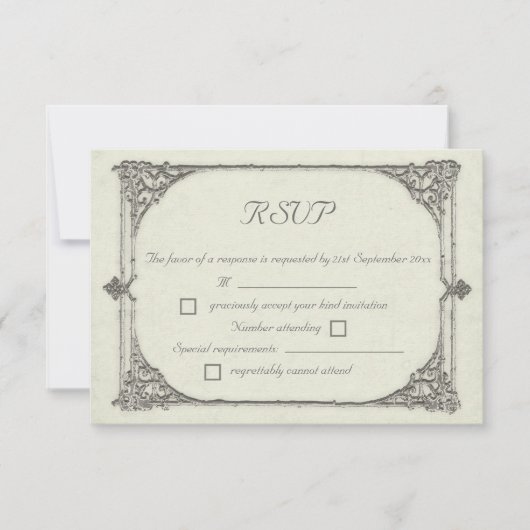  / Antiek RSVP-responskaarten voor Lijst stijl RSVP Kaartje (Voorkant)