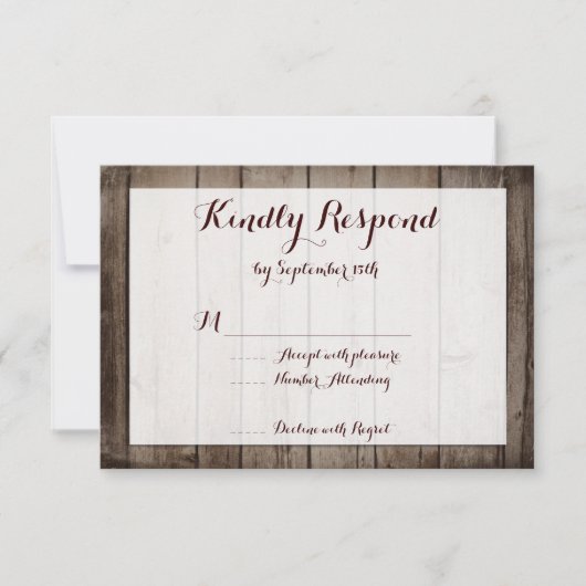 Antiek Rustic Country Wedding RSVP-kaarten RSVP Kaartje (Voorkant)