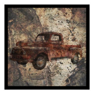 Antiek Rustic Old Truck Perfect Poster