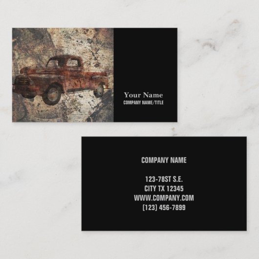 Antiek Rustic Old Truck Visitekaartje (Voorkant / Achterkant)
