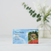 ANTIEK RUSTIEKE DORPJES EN POPPIES IN TOSCANE VISITEKAARTJE (Staand voorkant)