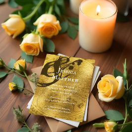 Antiek rustieke gouden kaart huwelijksuitnodiging