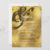 Antiek rustieke gouden kaart huwelijksuitnodiging (Voorkant)