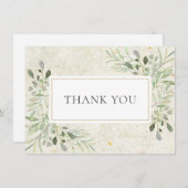 Antiek rustieke groene bladeren bedankkaart (Voorkant / Achterkant)