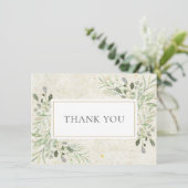 Antiek rustieke groene bladeren bedankkaart (Staand voorkant)