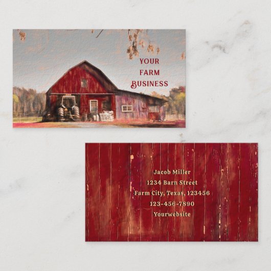  Antiek Rustige textuur Schets Kunst Rood Barn Visitekaartje (Voorkant / Achterkant)