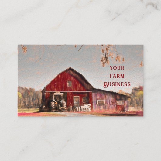  Antiek Rustige textuur Schets Kunst Rood Barn Visitekaartje (Voorkant)