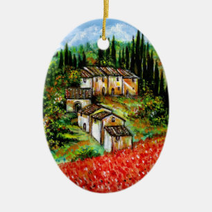 ANTIEK RUSTISCHE VILLAGE IN TUSCANY KERAMISCH ORNAMENT