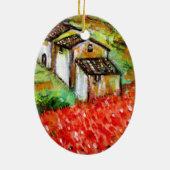 ANTIEK RUSTISCHE VILLAGE IN TUSCANY KERAMISCH ORNAMENT (Achterkant)