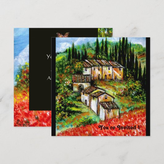 ANTIEK RUSTISCHE VILLAGE IN TUSCANY, rood blauw zw Kaart (Voorkant / Achterkant)
