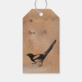 Antiek Rustische vogel Cadeaulabel (Voorkant)