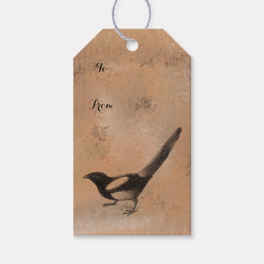 Antiek Rustische vogel Cadeaulabel (Voorkant)