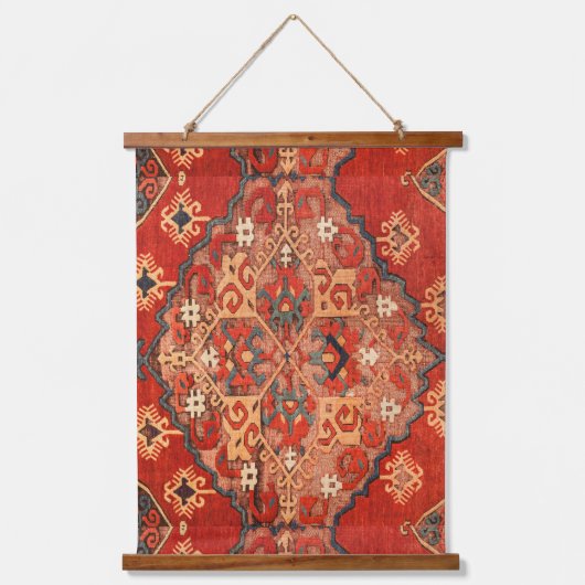 Antiek Rusty Rood Turks Kilim Tapijtmuur Hangend Wandkleed (Voorkant)