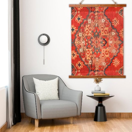 Antiek Rusty Rood Turks Kilim Tapijtmuur Hangend Wandkleed