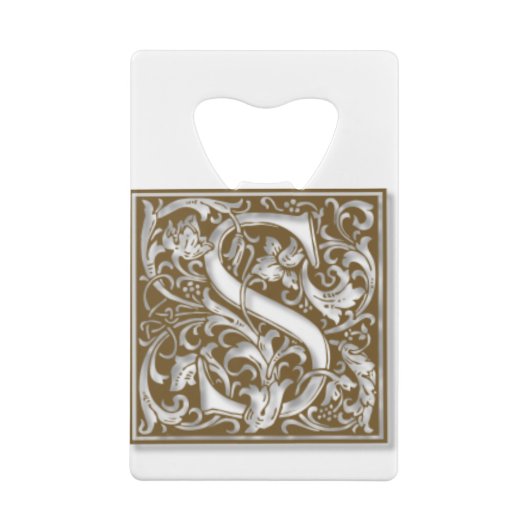 Antiek S-monogram Creditkaart Flessenopener (Achterkant)