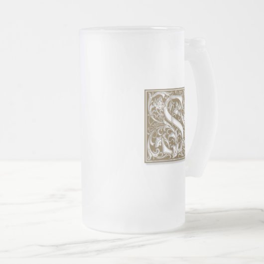 Antiek S-monogram Matglas Bierpul (Voorkant rechts)