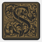 Antiek S-monogram Vierkante Sticker (Voorkant)