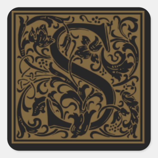 Antiek S-monogram Vierkante Sticker (Voorkant)
