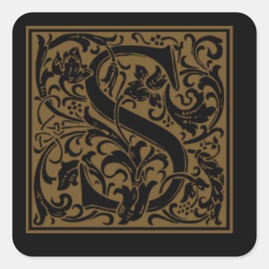 Antiek S-monogram Vierkante Sticker (Voorkant)