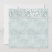 Antiek Sage Glimmer Damask Wedding Invite Kaart (Achterkant)
