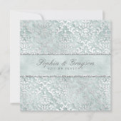 Antiek Sage Glimmer Damask Wedding Invite Kaart (Voorkant)