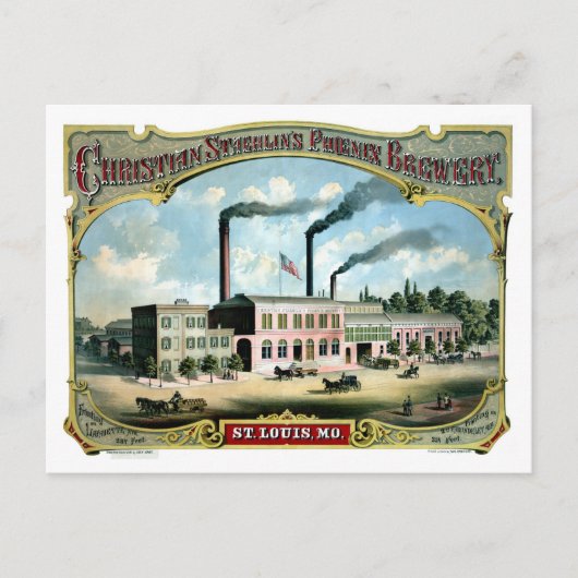 Antiek Saint Louis MO Brewery litho en Briefkaart (Voorkant)