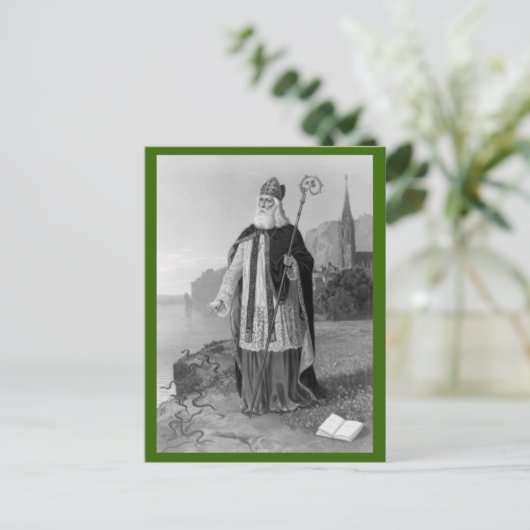 Antiek Saint Patrick, de slangen en de bijbel Briefkaart (Staand voorkant)
