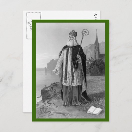 Antiek Saint Patrick, de slangen en de bijbel Briefkaart (Voorkant / Achterkant)