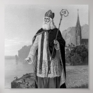 Antiek Saint Patrick, de slangen en de bijbel Poster