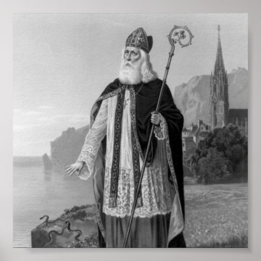 Antiek Saint Patrick, de slangen en de bijbel Poster (Voorkant)