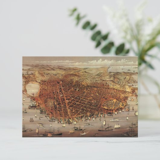 Antiek San Francisco City Map, adreswijziging Kaart (Staand voorkant)