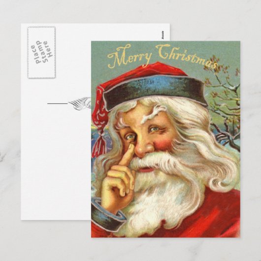  Antiek Santa Christmas Briefkaart (Voorkant / Achterkant)