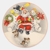 Antiek Santa en Sneeuwmensen Stickers (Voorkant)