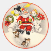 Antiek Santa en Sneeuwmensen Stickers (Voorkant)