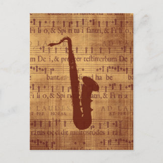 Antiek saxofon briefkaart