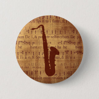 Antiek saxofon ronde button 5,7 cm
