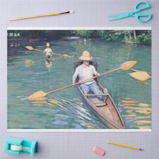  Antiek Scène Man Roeiboot Tissuepapier (Craft)