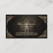 Antiek schaar Dark Damask Hair Salon Visitekaartje (Voorkant)