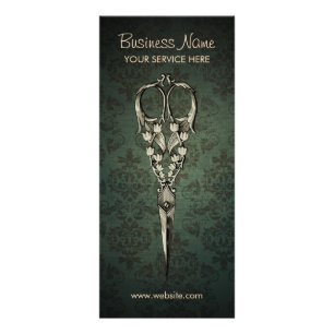 Antiek schaar Elegant Damask Hair Salon Reclamekaart