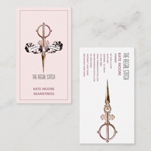 Antiek schaar- en bandenroze zeemacht visitekaartje (Voorkant / Achterkant)