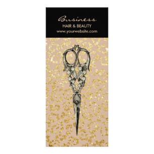 Antiek schaar  Gold Leopard Hair Salon Reclamekaart